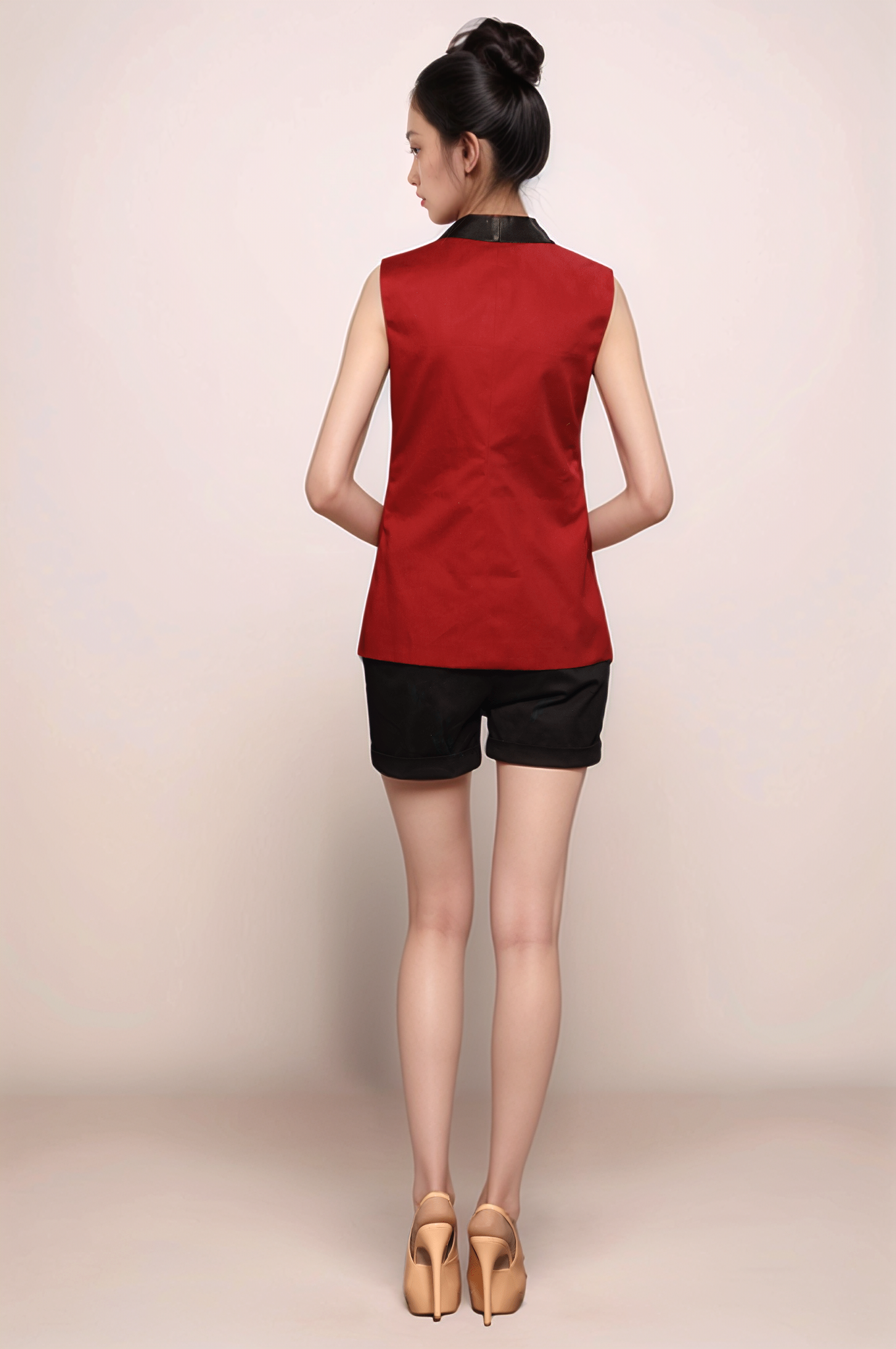 Red & Black Overlapped Waistcoat