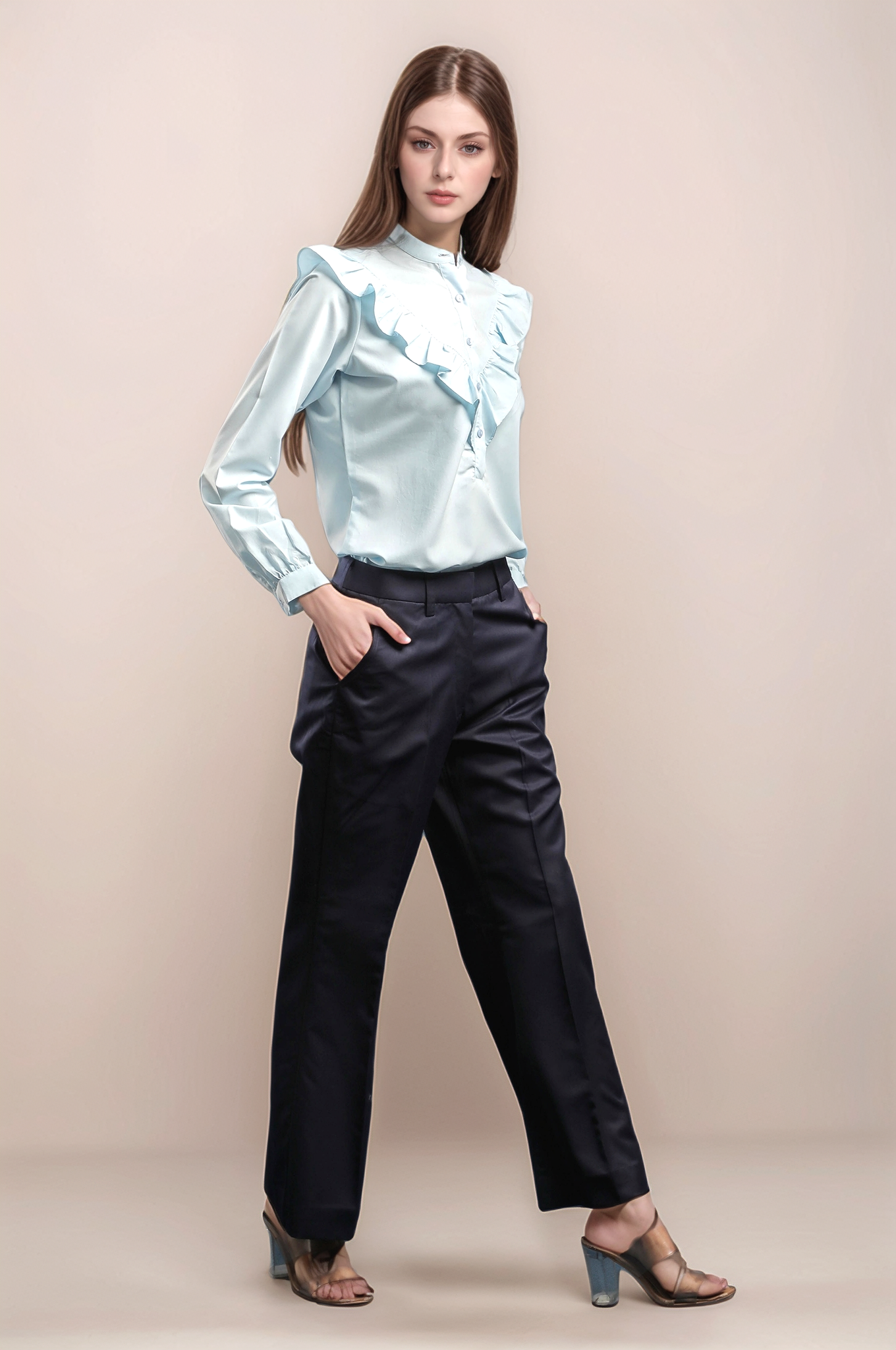 Sky Blue Frill Shirt