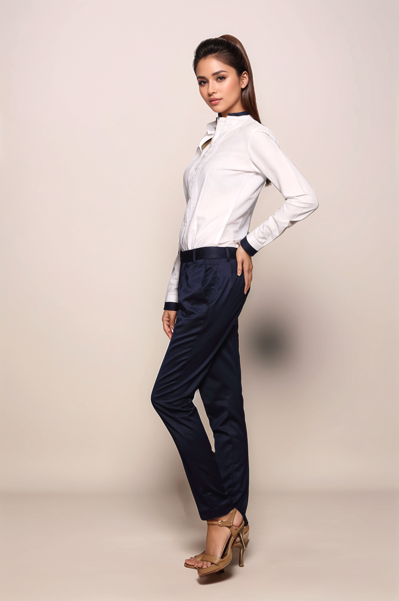 White Pleated Women Shirt