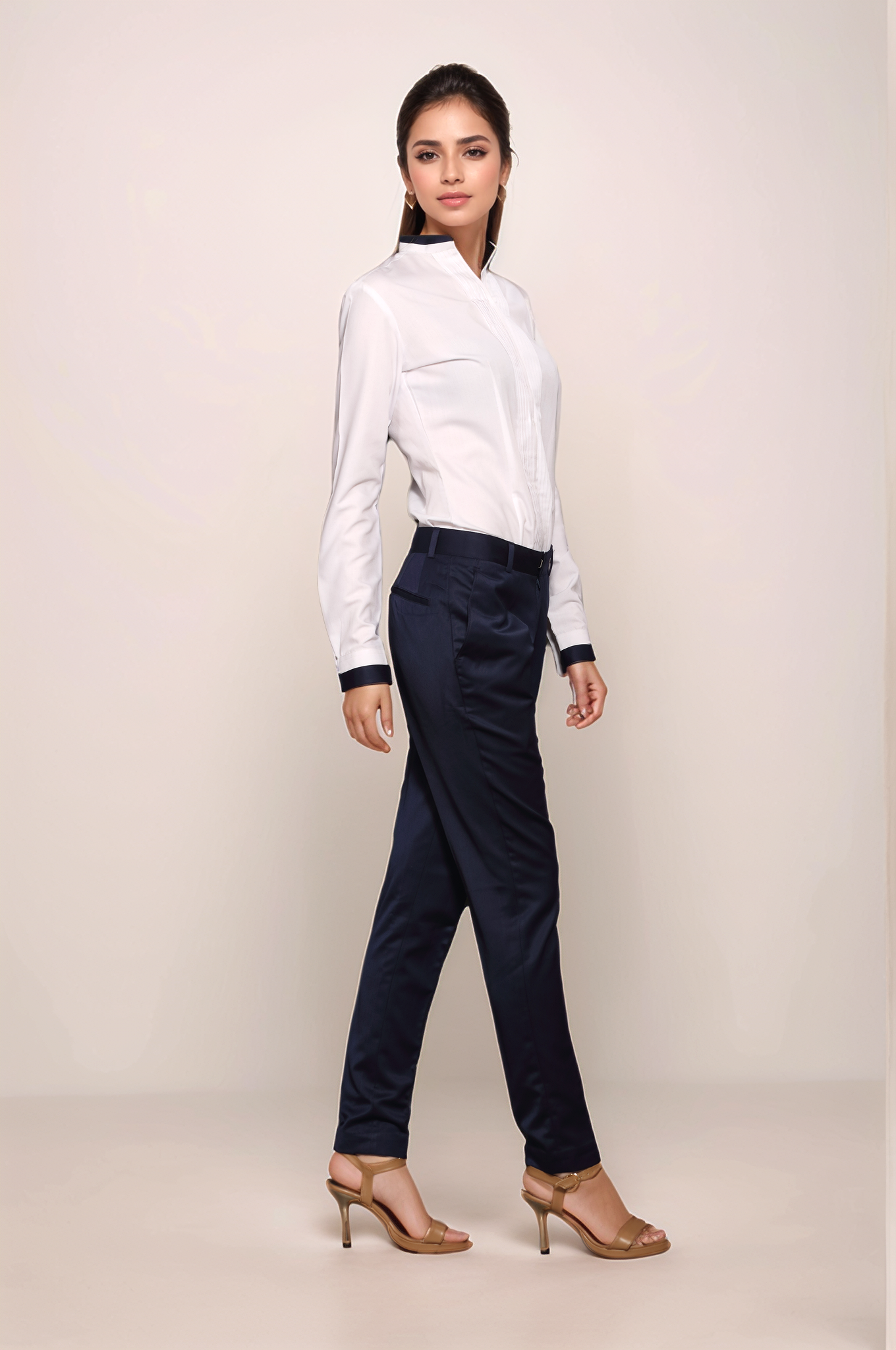 White Pleated Women Shirt