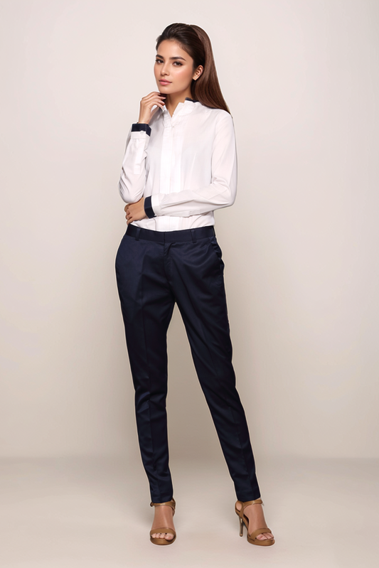 White Pleated Women Shirt