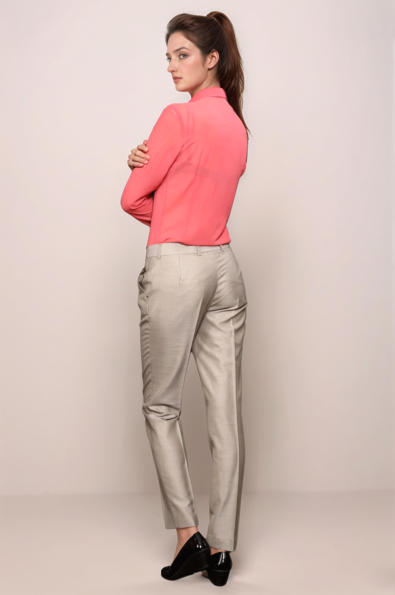 Pink Ruffle Neck Shirt