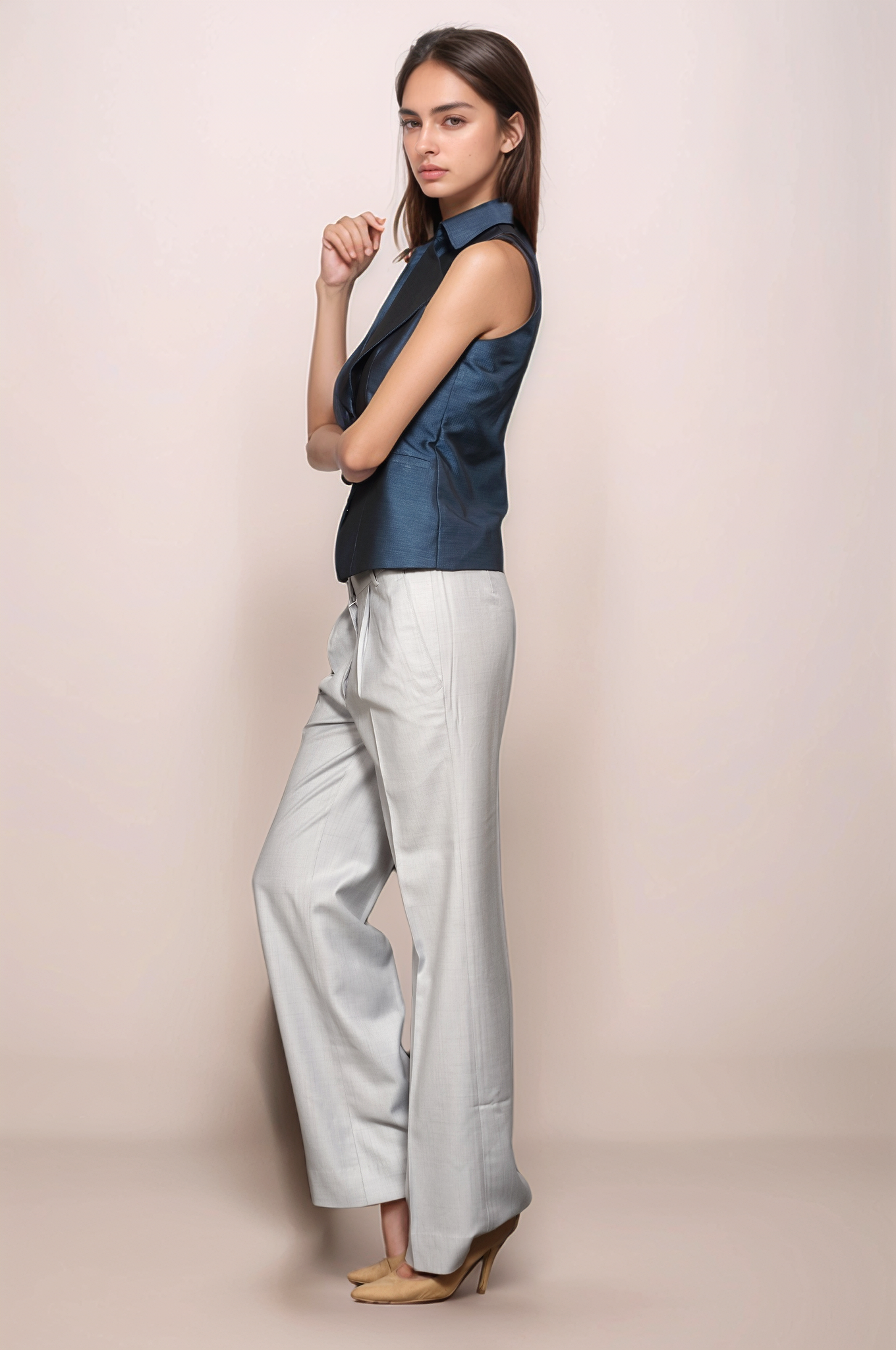 Blue Broad Collar Waistcoat