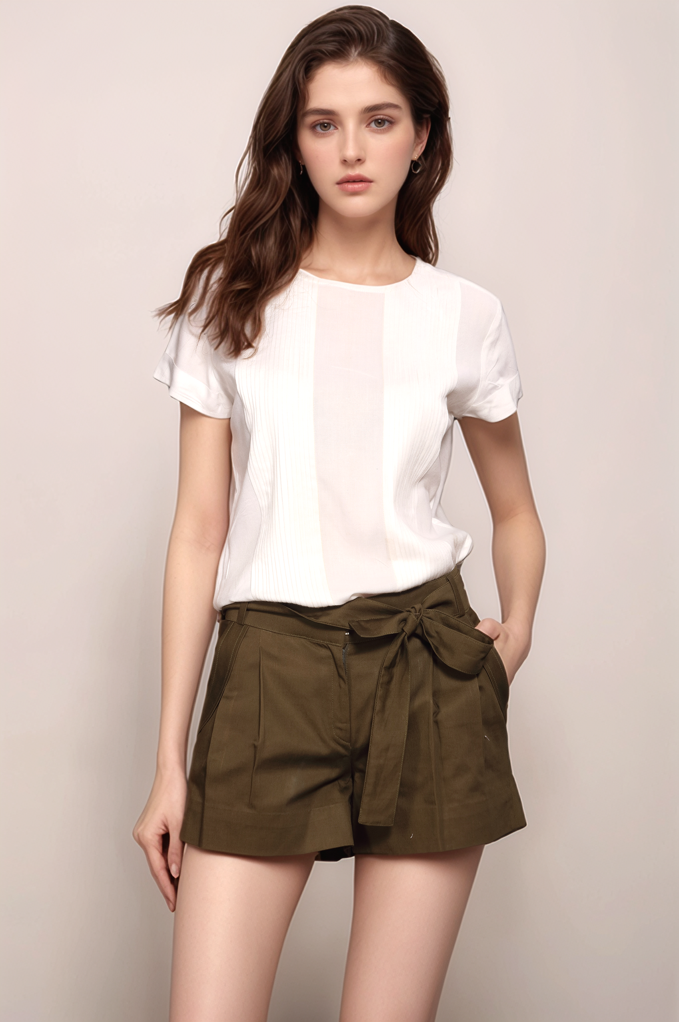White Pleated Women Top