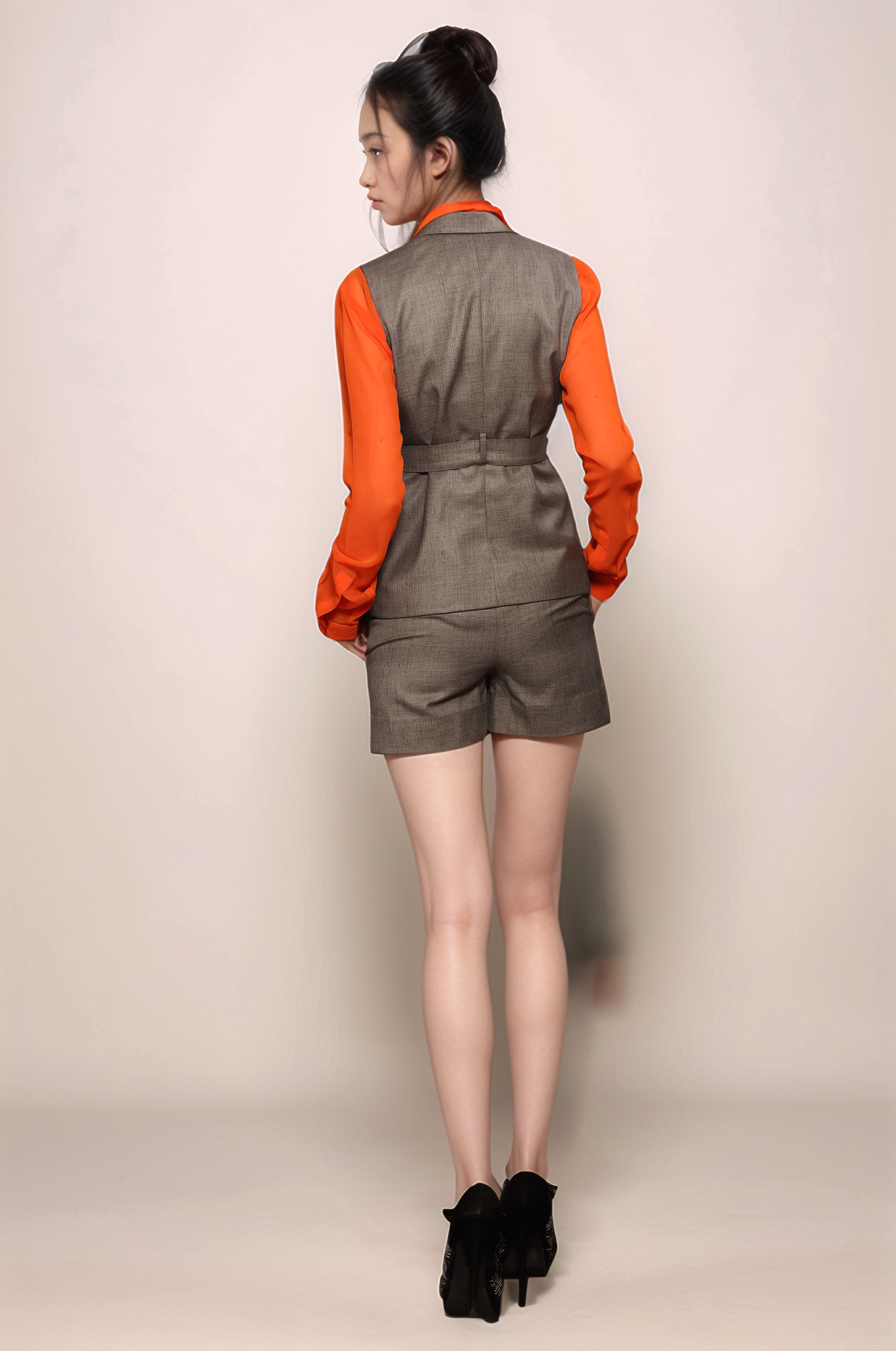 Beige Pleated Shorts