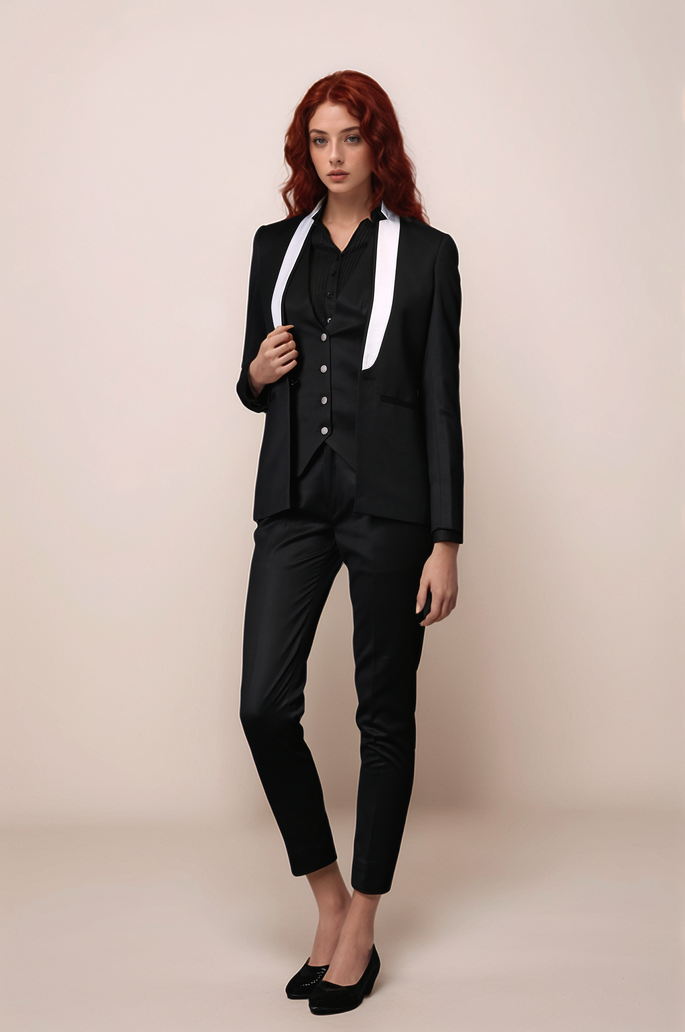 Black White Panel Blazer