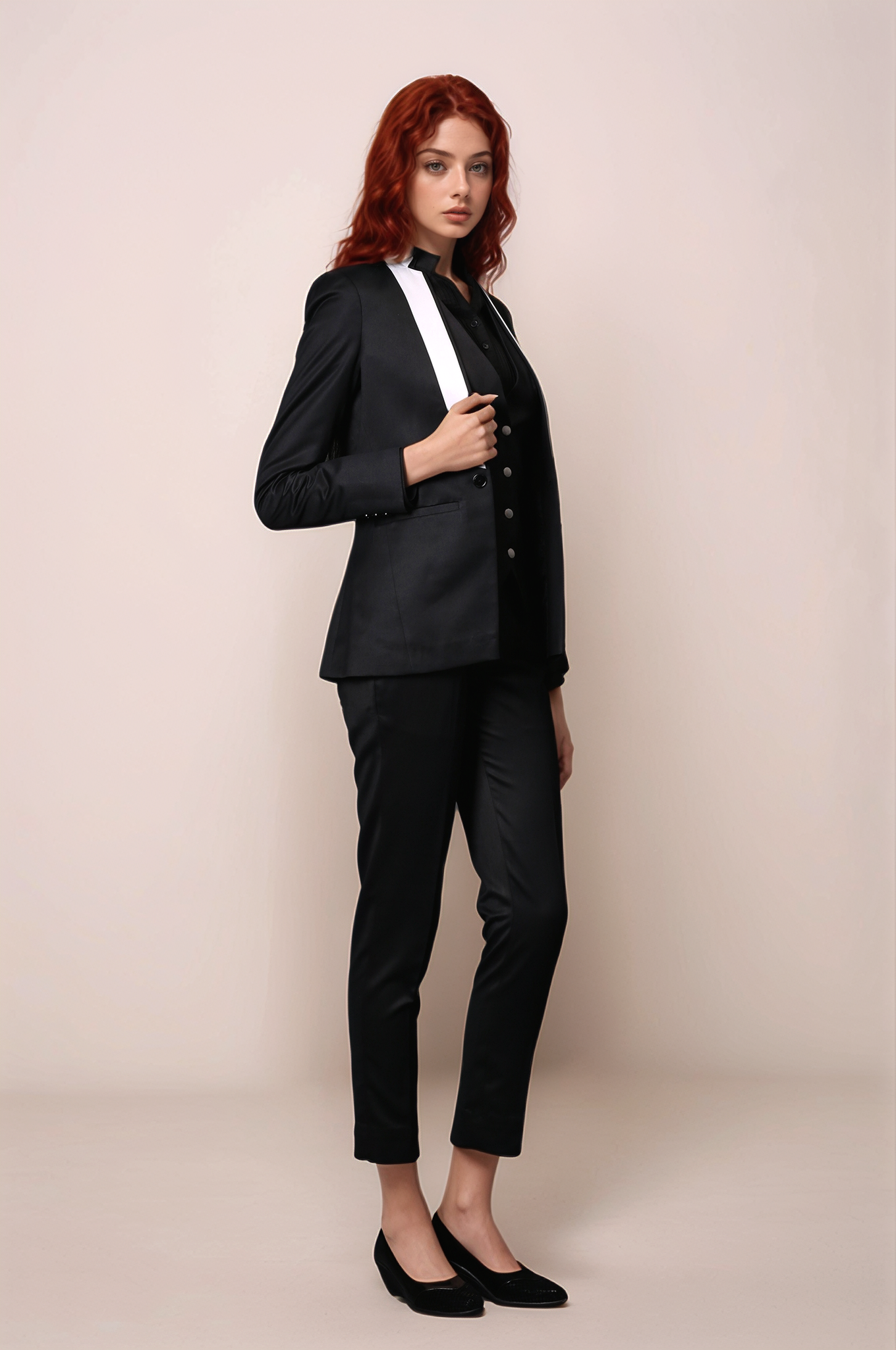 Black White Panel Blazer