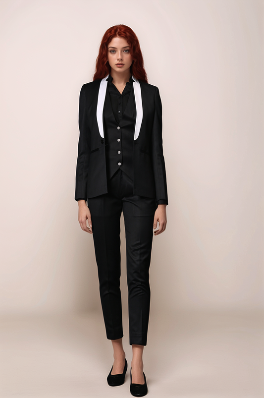 Black White Panel Blazer