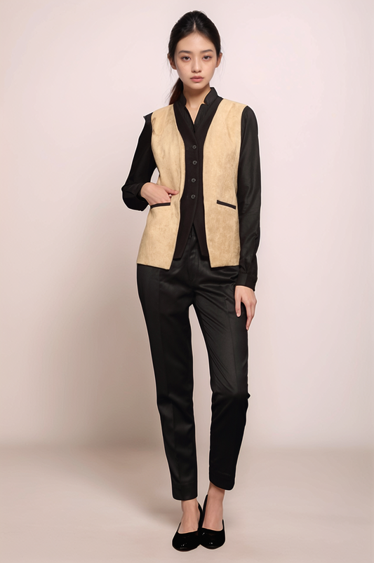 Beige Layered Waistcoat