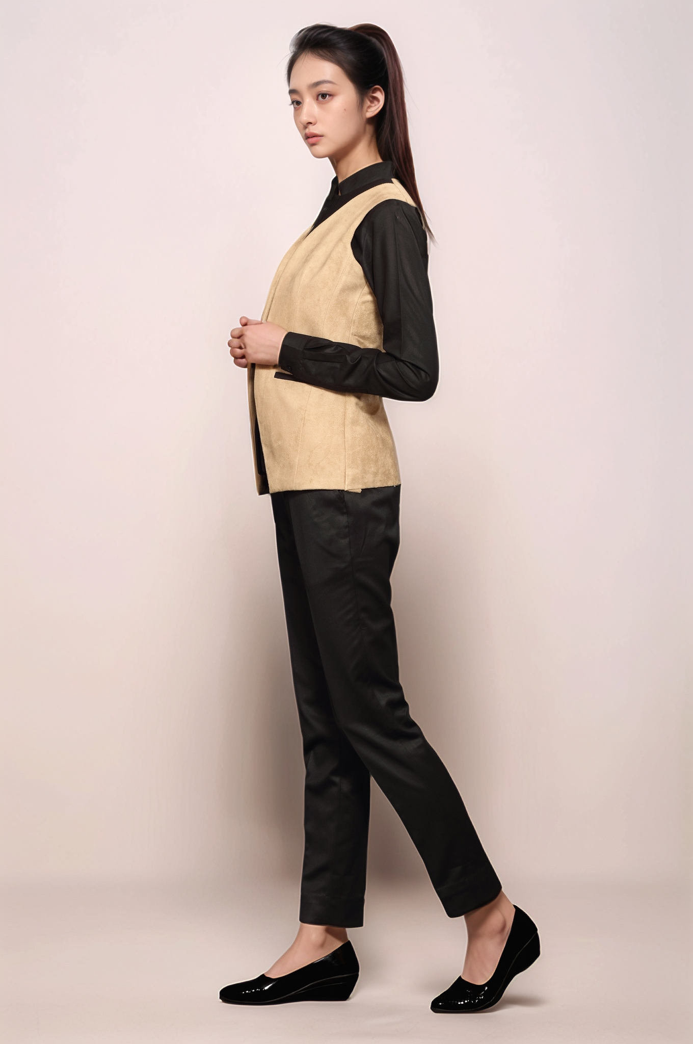 Beige Layered Waistcoat