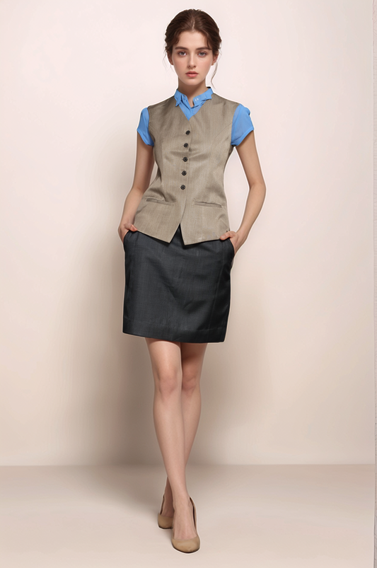 Beige V-Neck Waistcoat