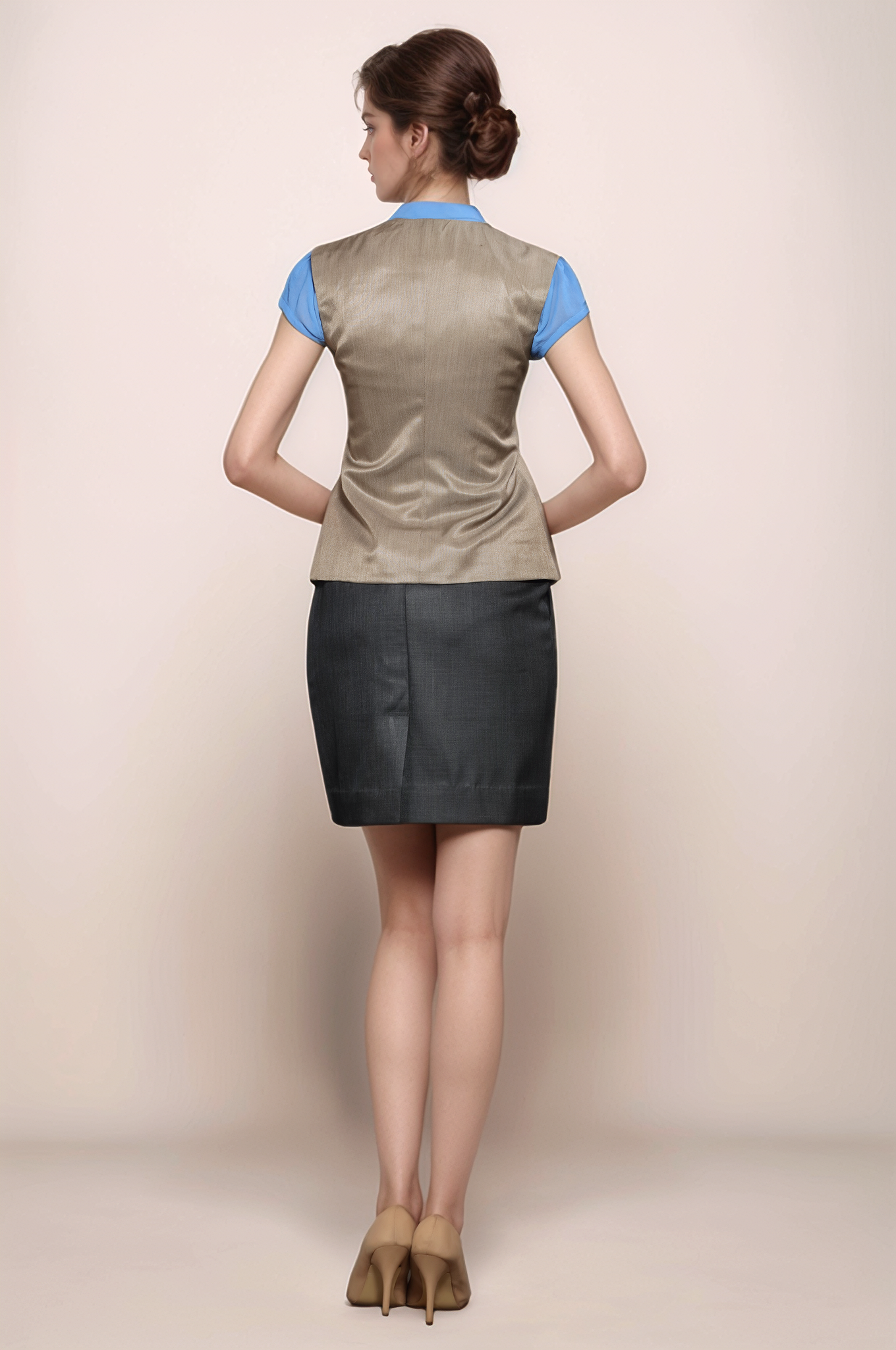 Beige V-Neck Waistcoat