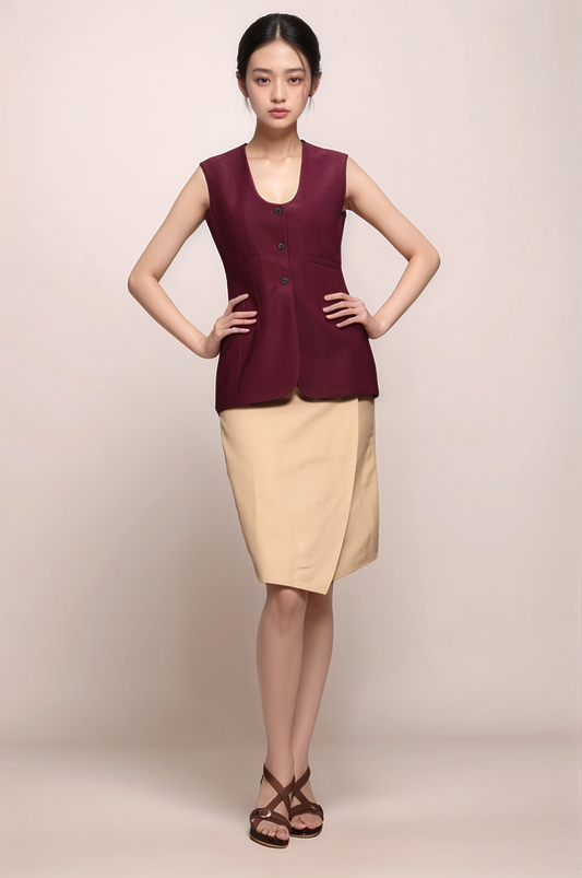 Beige Overlapped Skirt