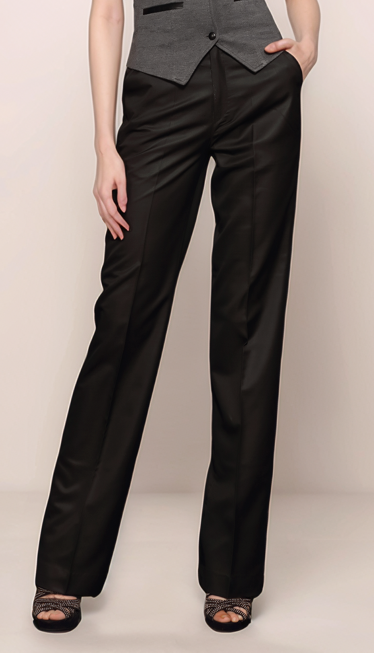Grey Halter Neck Waistcoat & Black Parallel Trouser