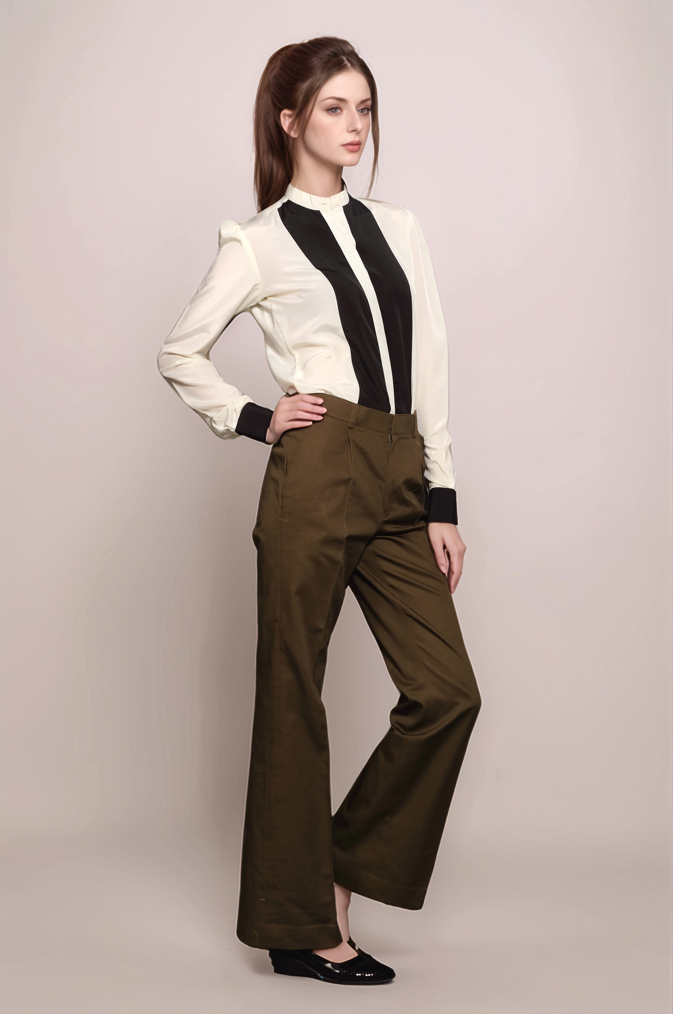 Brown Cotton Parallel Trouser