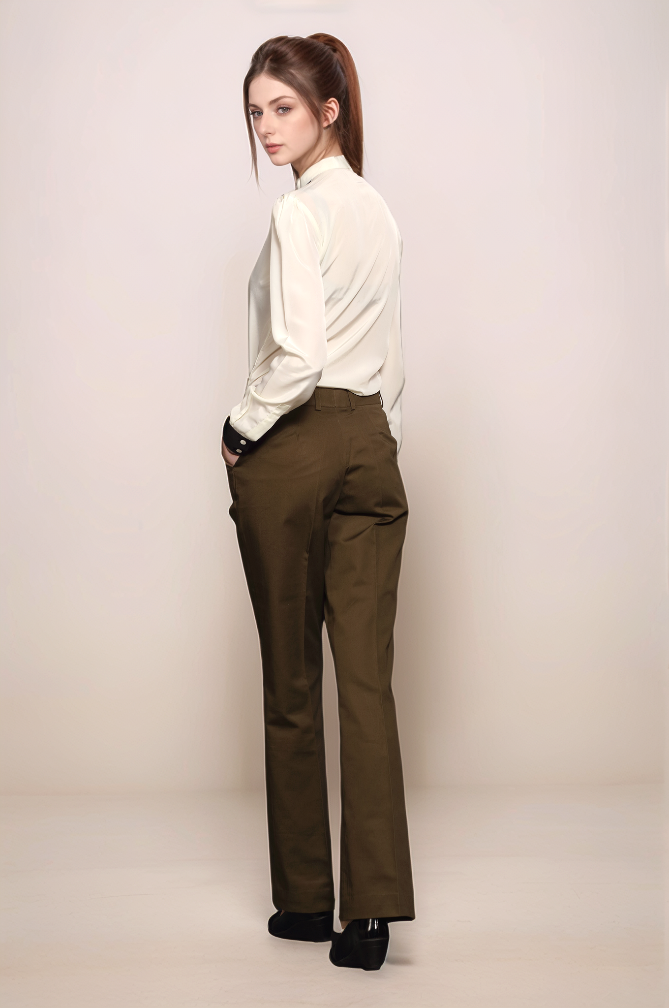 Brown Cotton Parallel Trouser