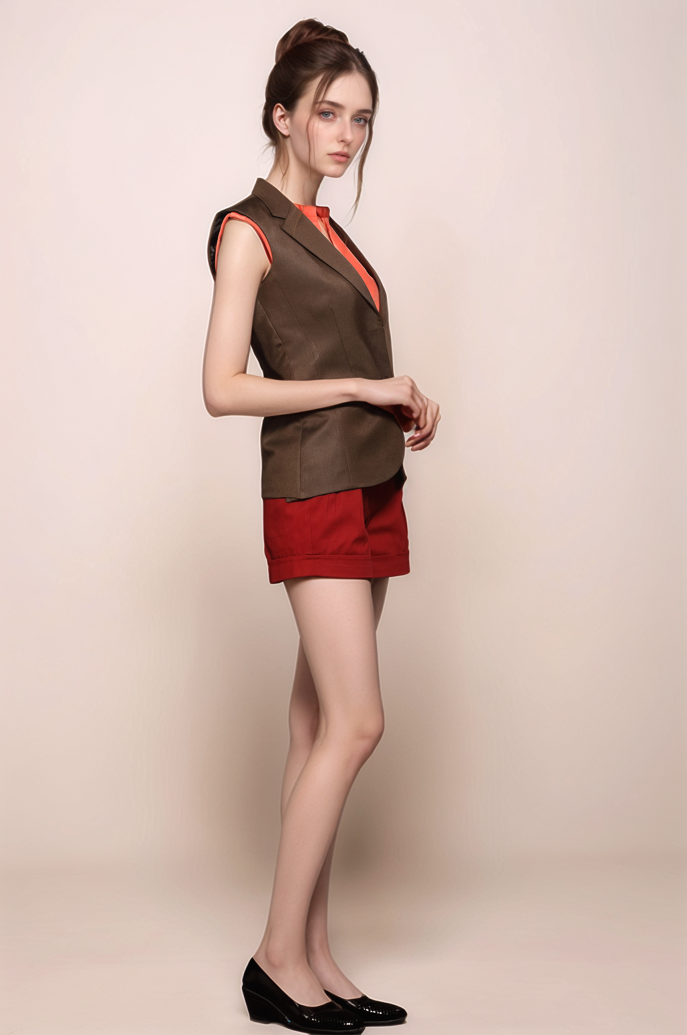 Brown Notch Collar Waistcoat