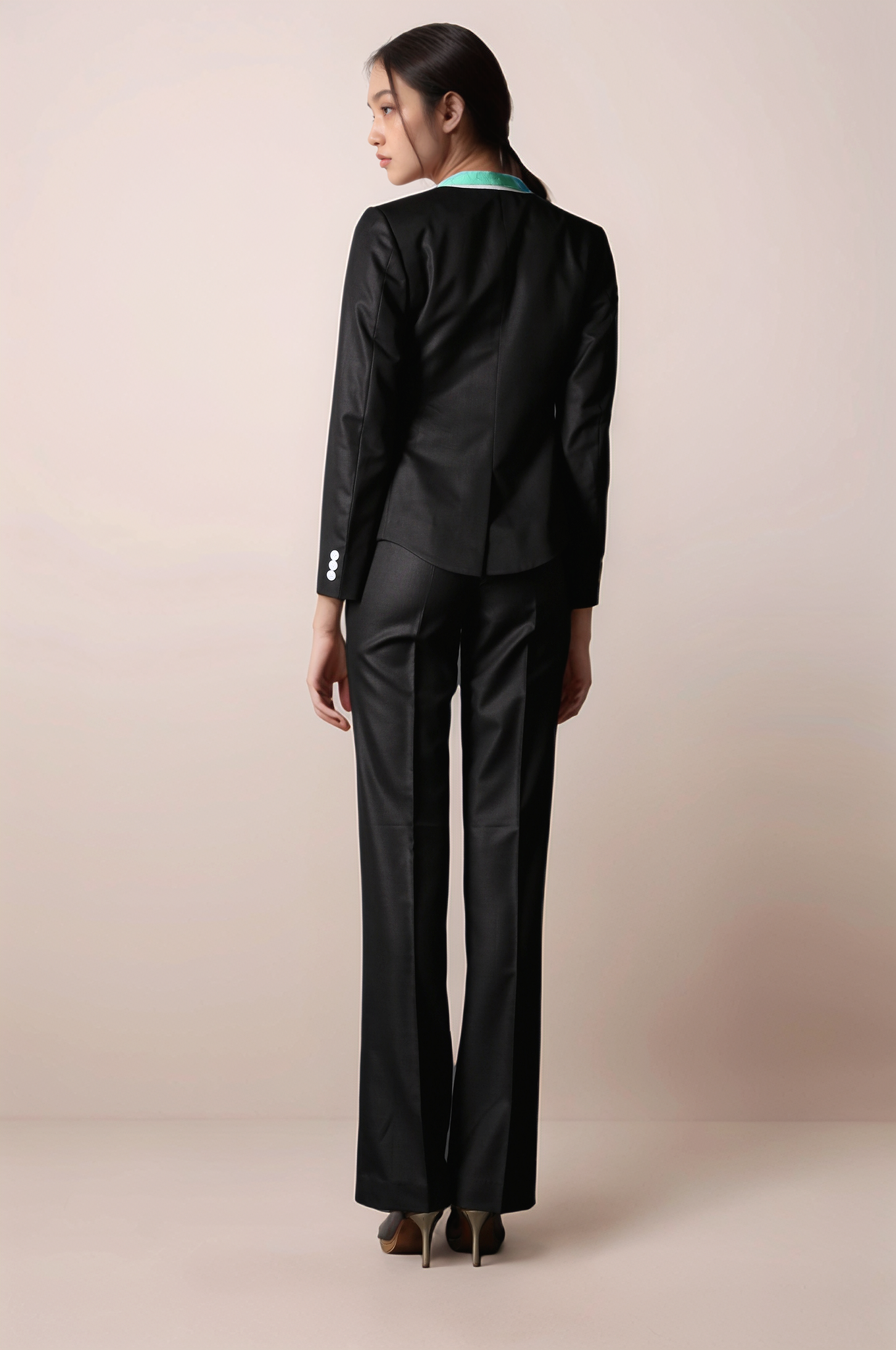 Black And White Classy Blazer & Black Parallel Trouser Suit
