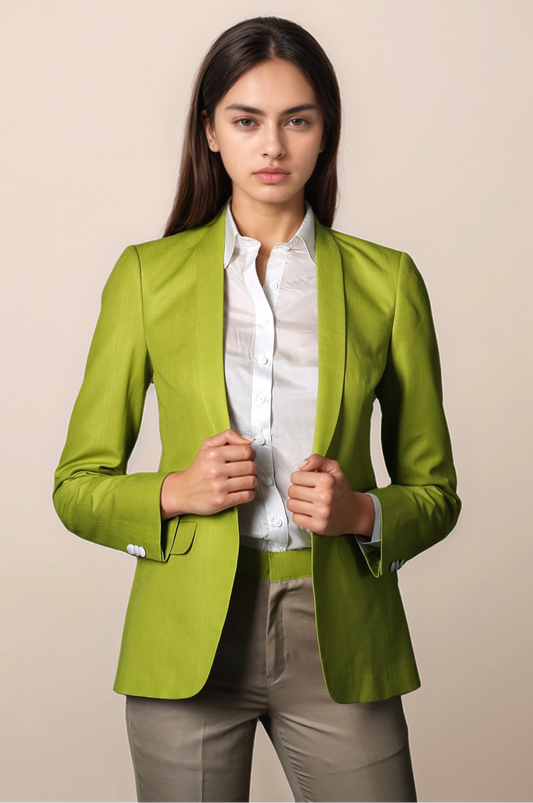 Lime Green Blazer & Dark Beige Formal Trouser Suit