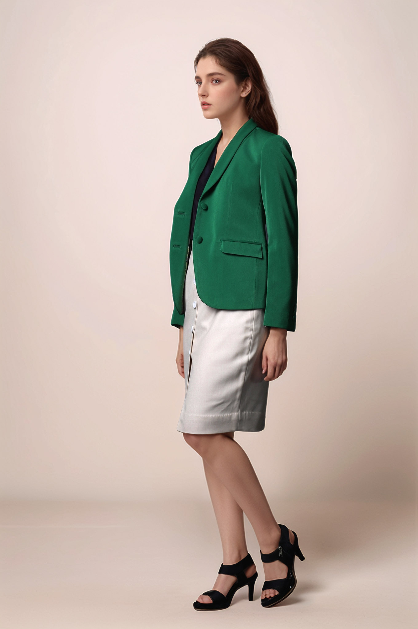 Green Shawl Collar Blazer