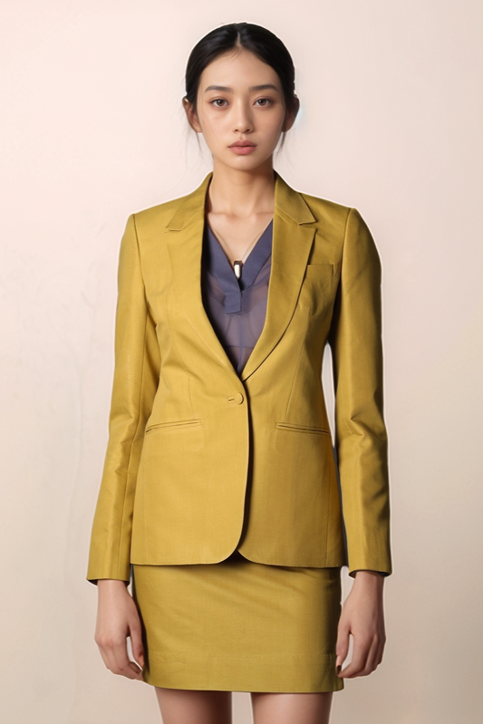 Ochre Yellow Formal Blazer & Ochre Yellow Skirt Suit