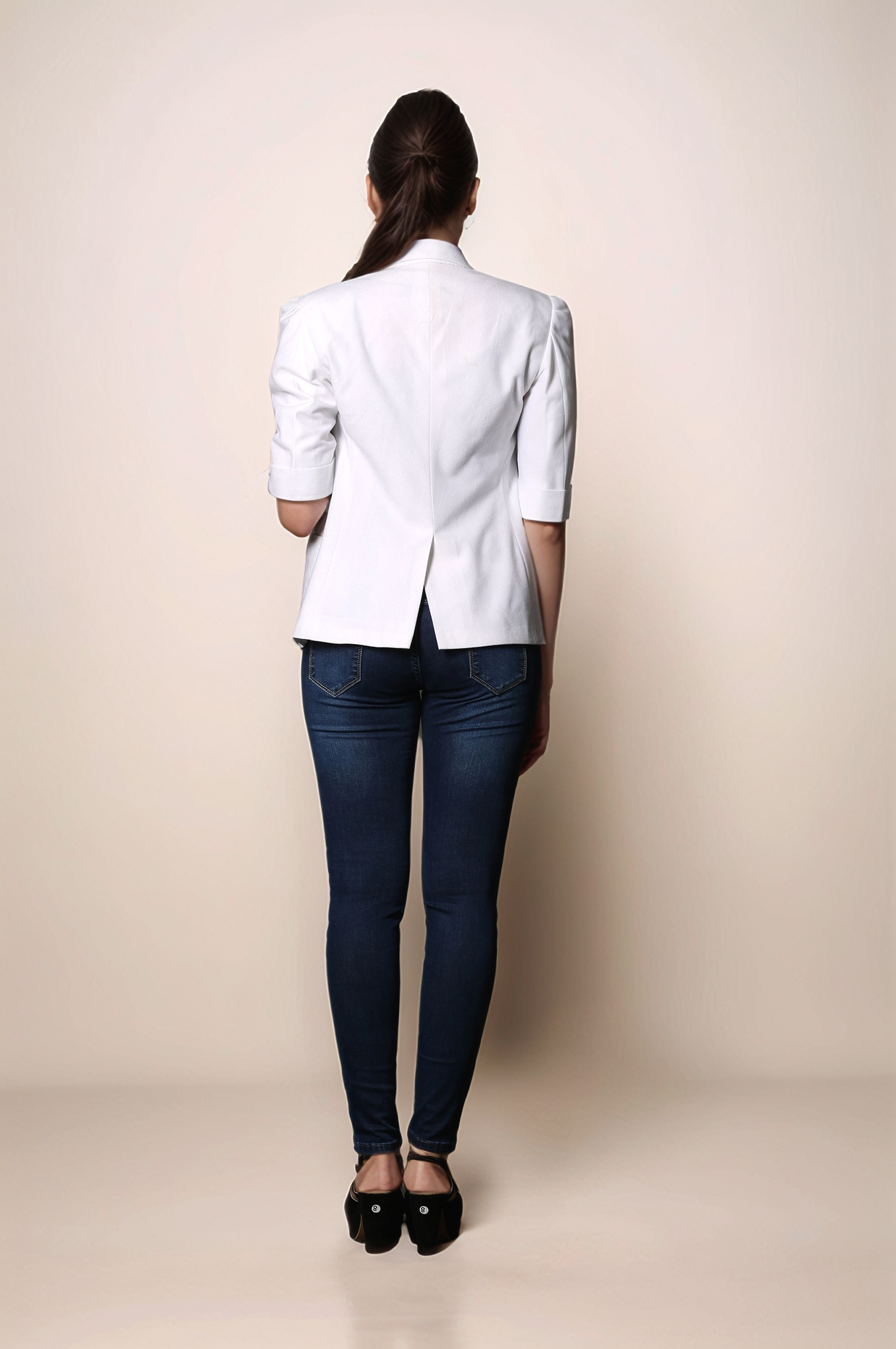 White Half Sleeve Blazer