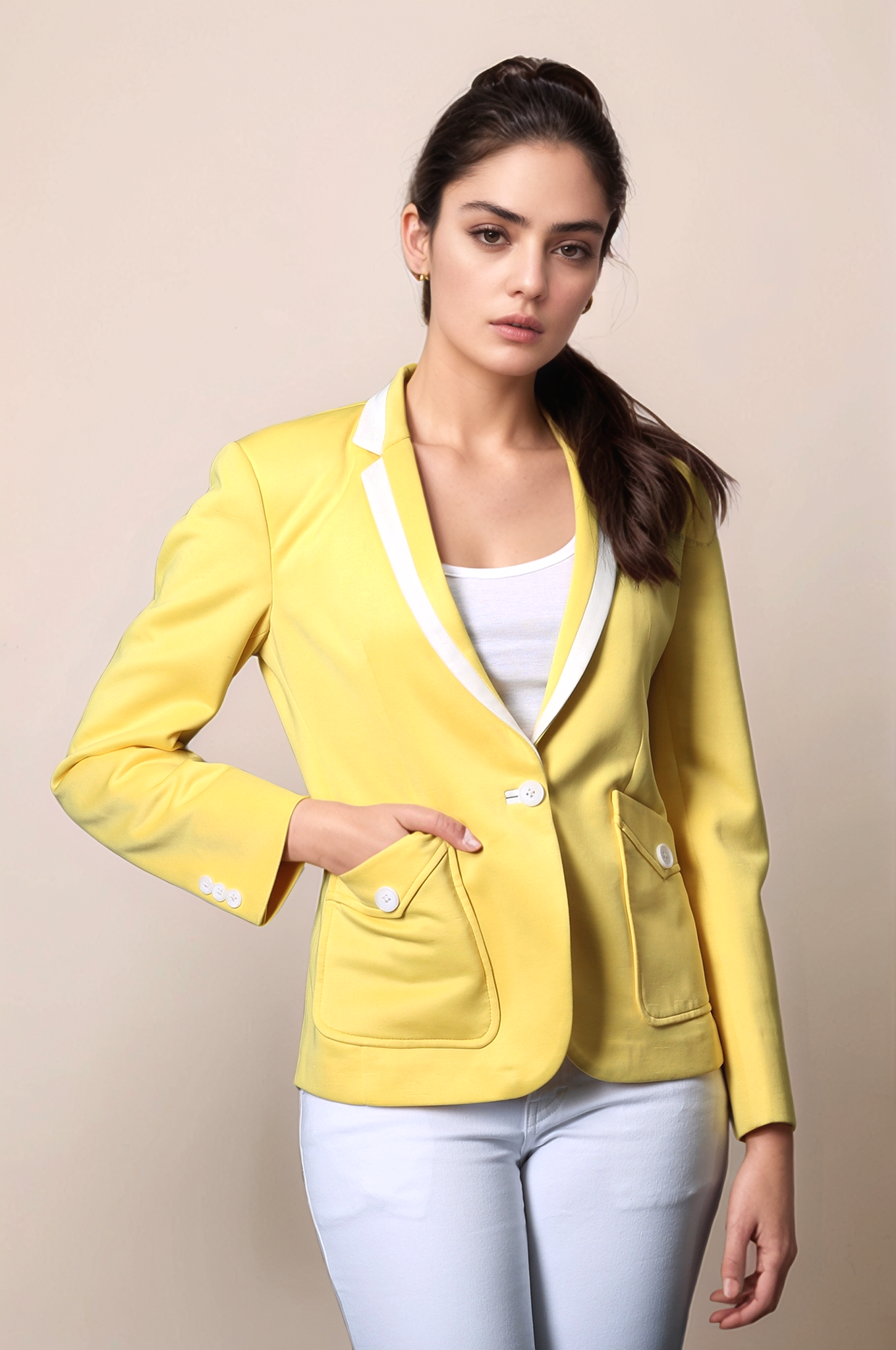 Yellow Casual Blazer