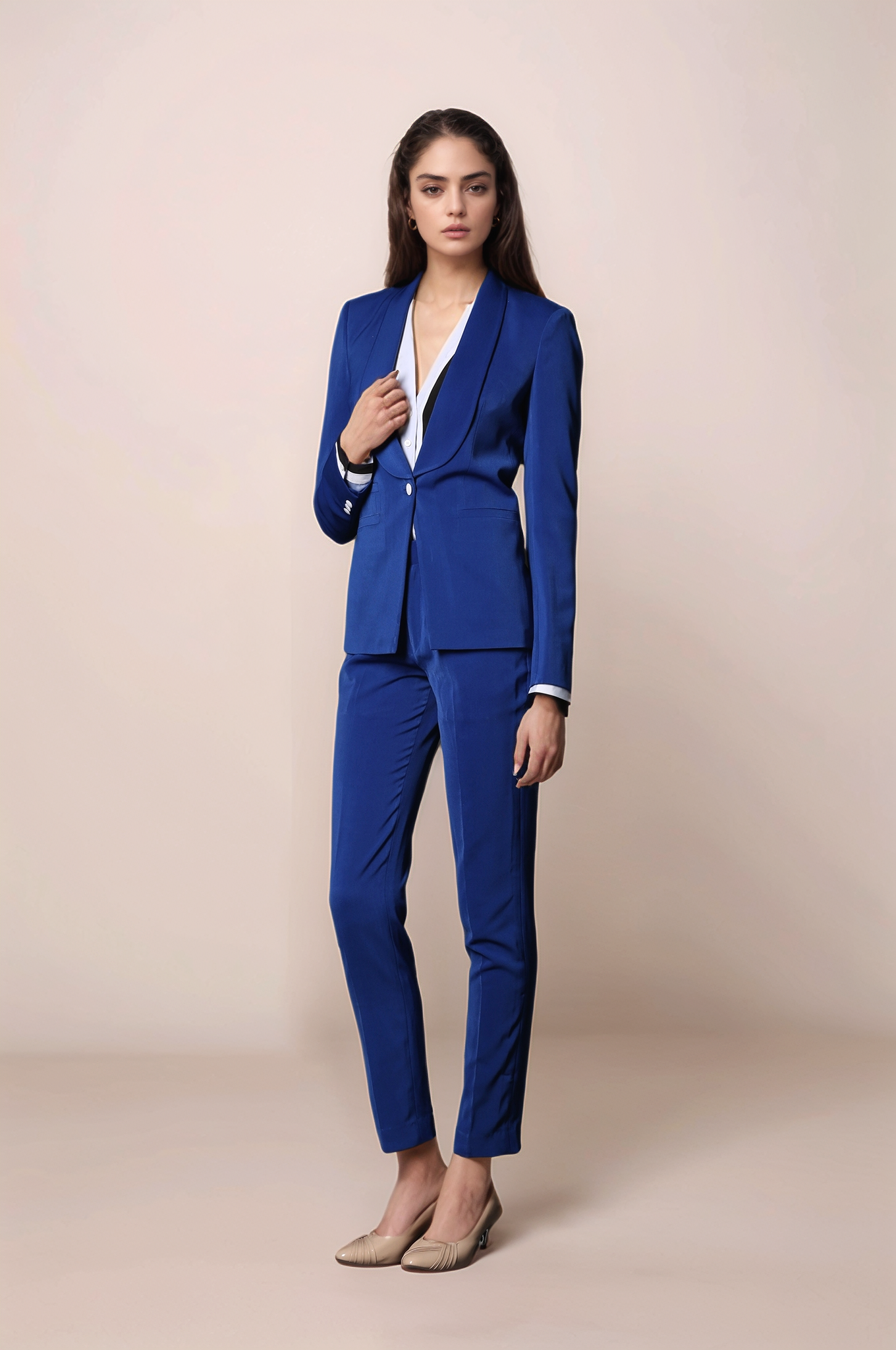 Blue Shawl Collar Blazer