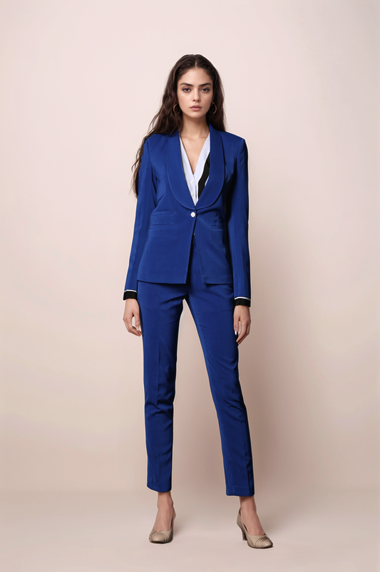 Blue Shawl Collar Blazer