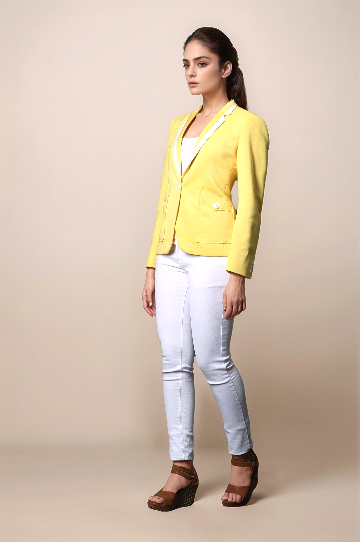 Yellow Casual Blazer