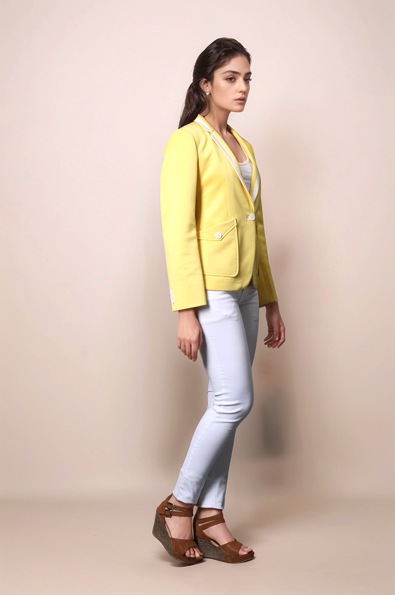 Yellow Casual Blazer