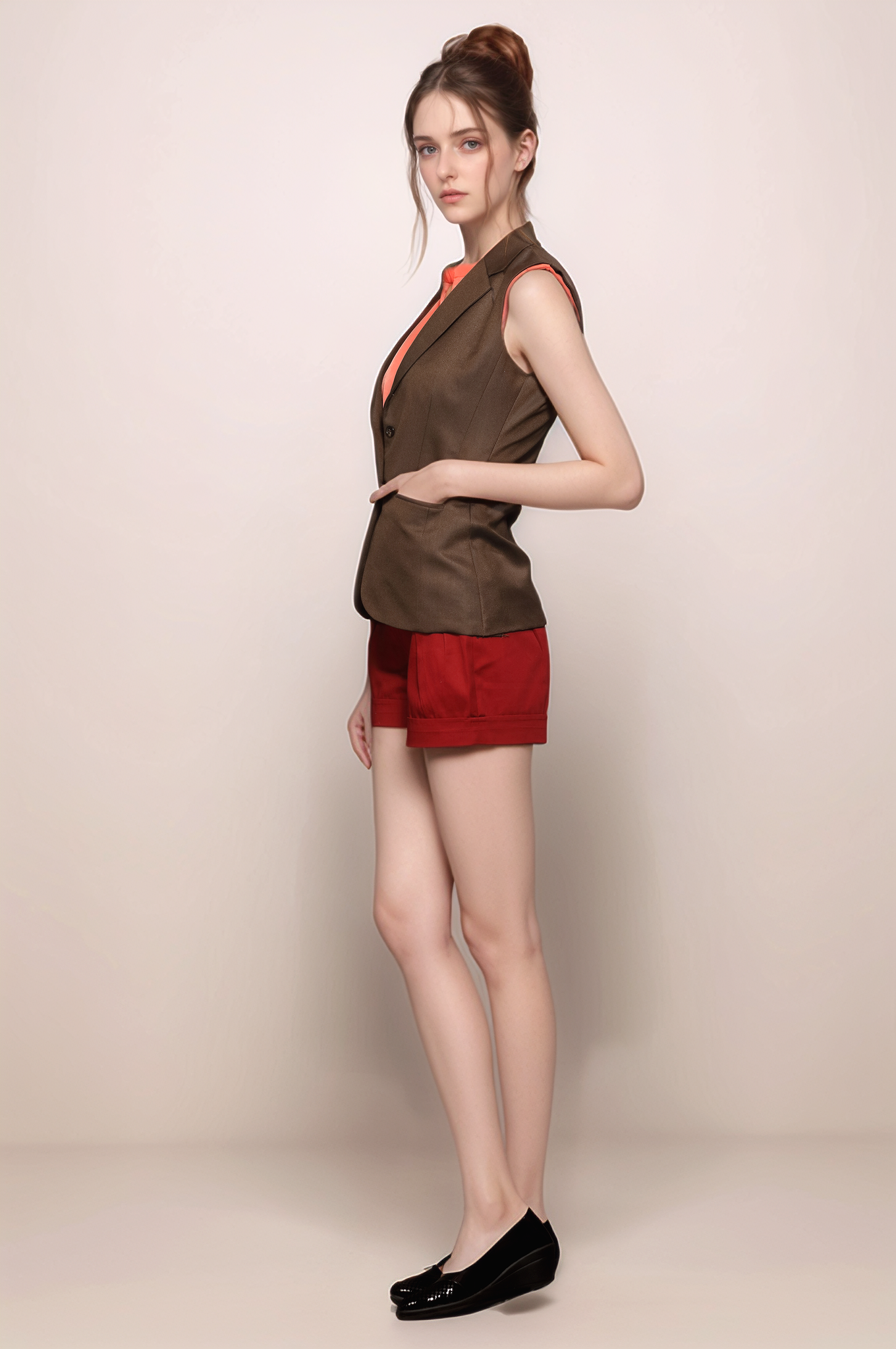 Brown Notch Collar Waistcoat