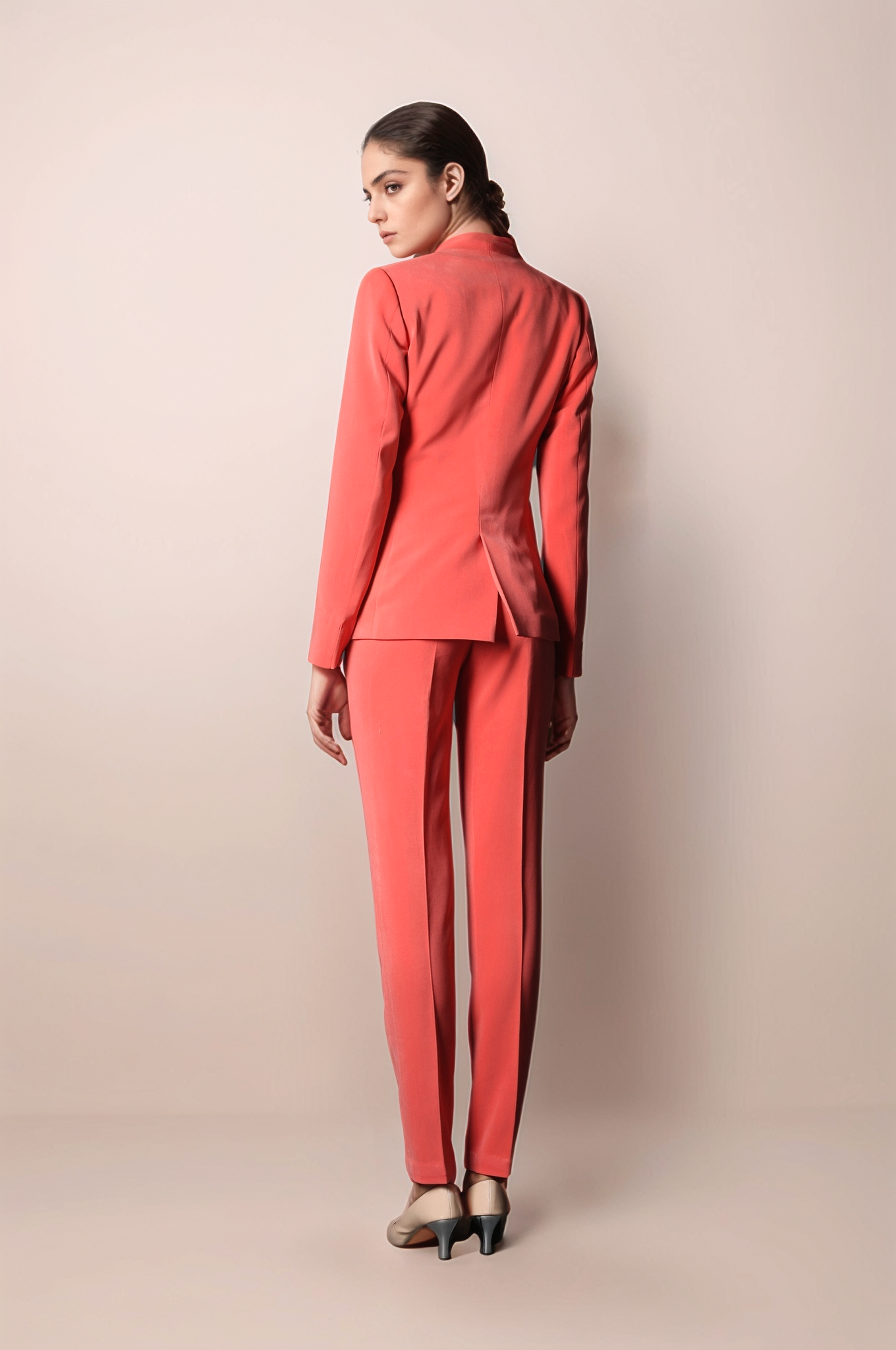 Peach V-Neck Formal Blazer