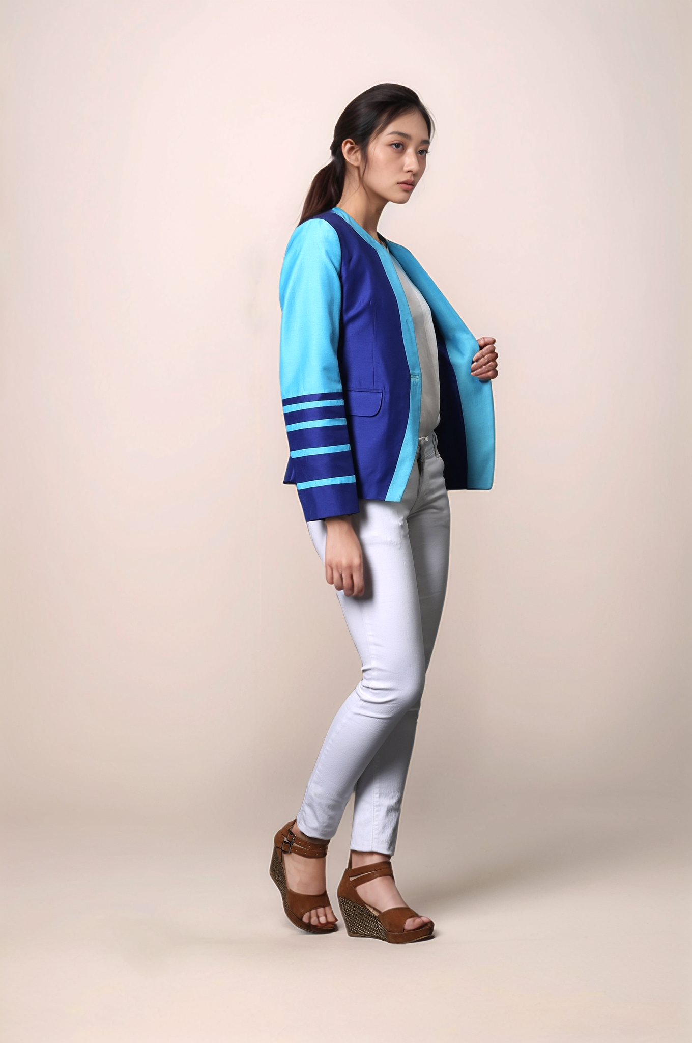 Blue Dual Color Summer Coat