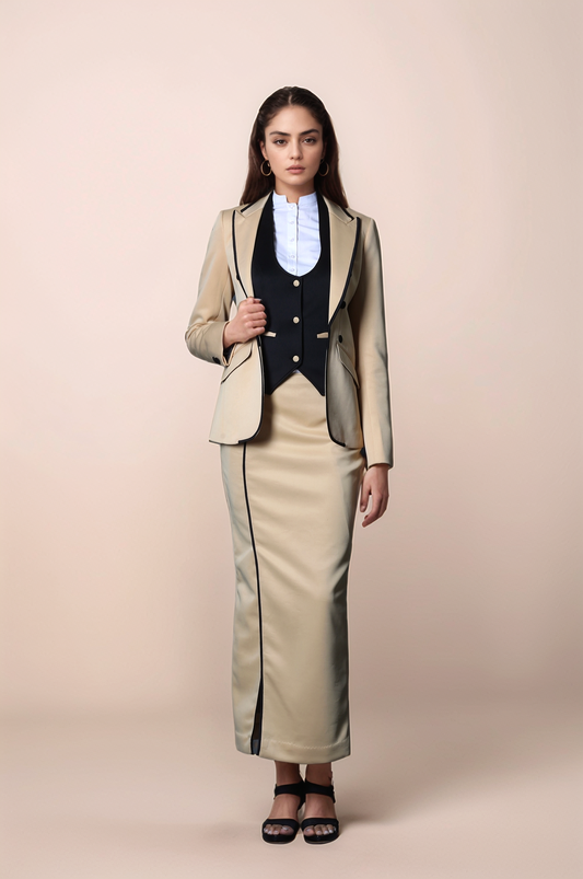 Beige Piping Blazer
