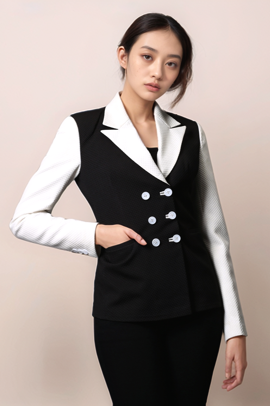 Black and White Zipper Jacket