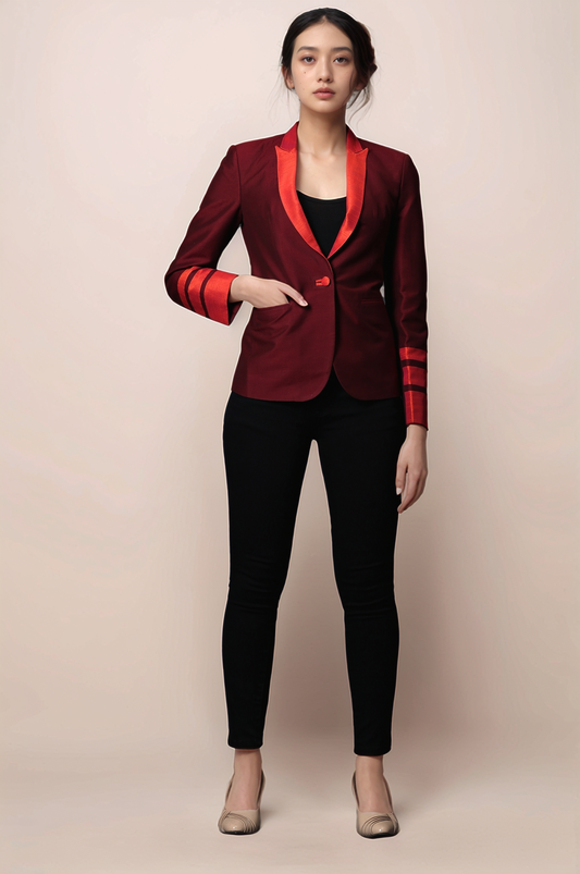 Maroon Single Breasted Coat