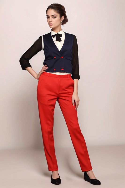 Navy Blue Cropped Waistcoat