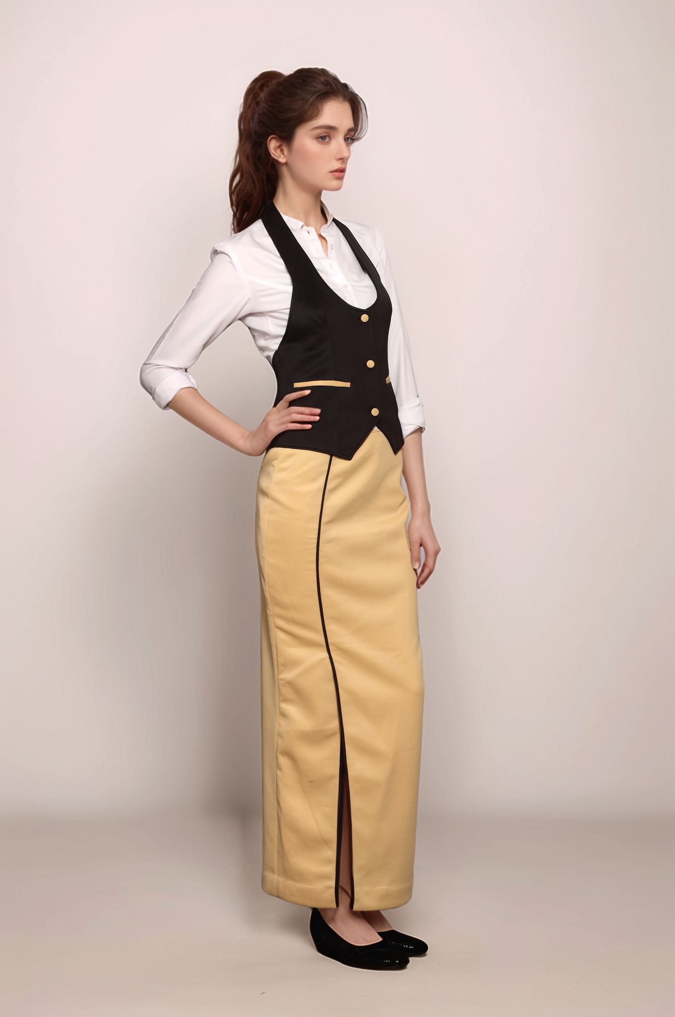 Black Halter Neck Waistcoat