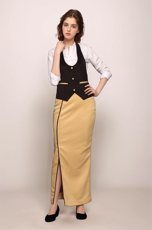 Black Halter Neck Waistcoat