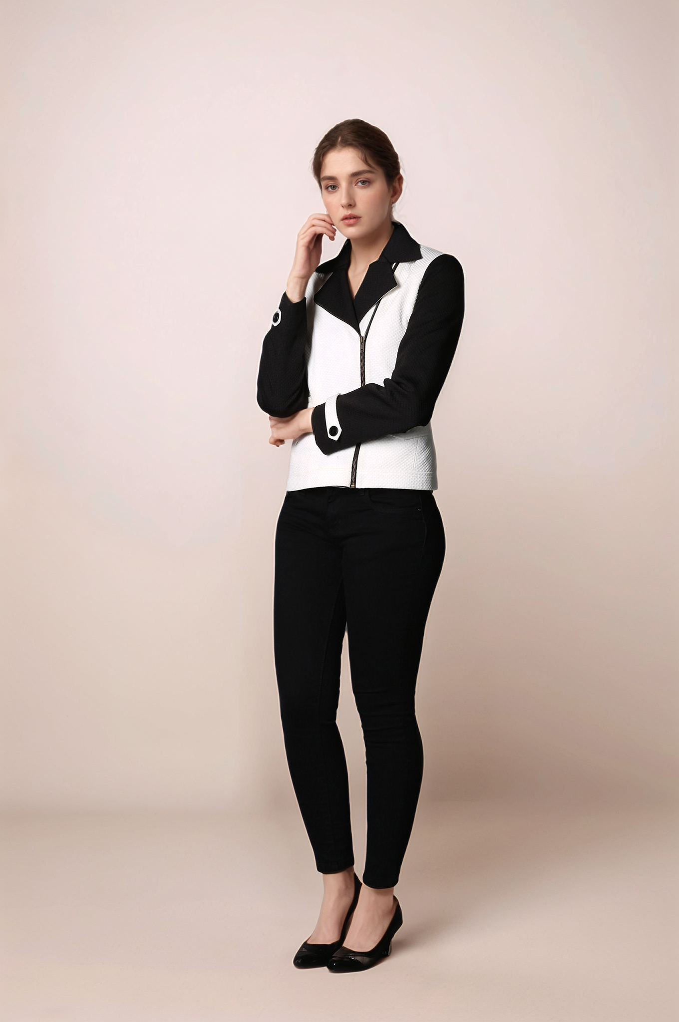 Black and White Double Breasted Blazer