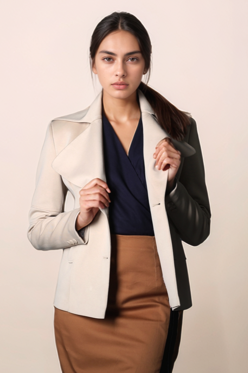 Beige Long Collar Coat