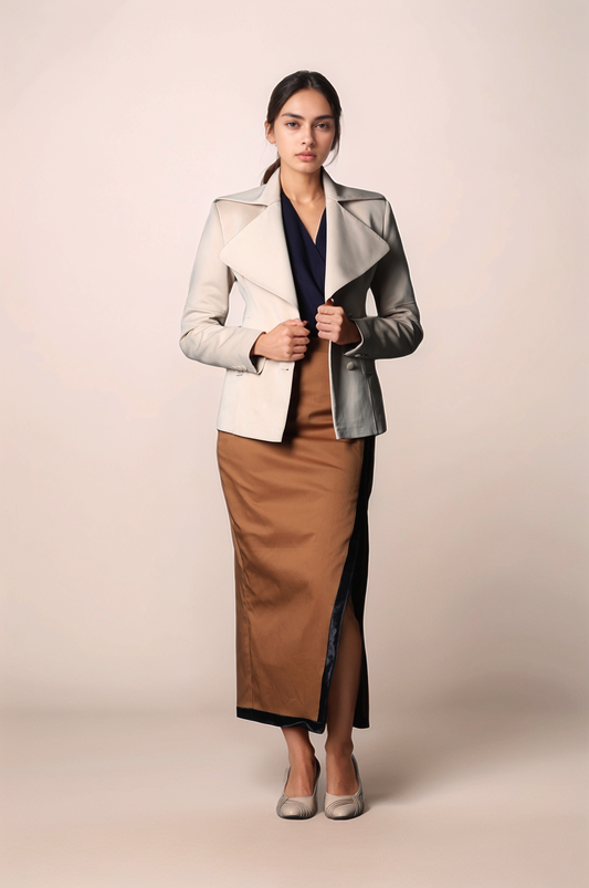 Beige Long Collar Coat