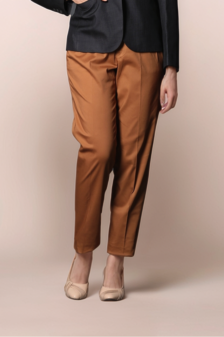 Tan Orange Pleated Trouser