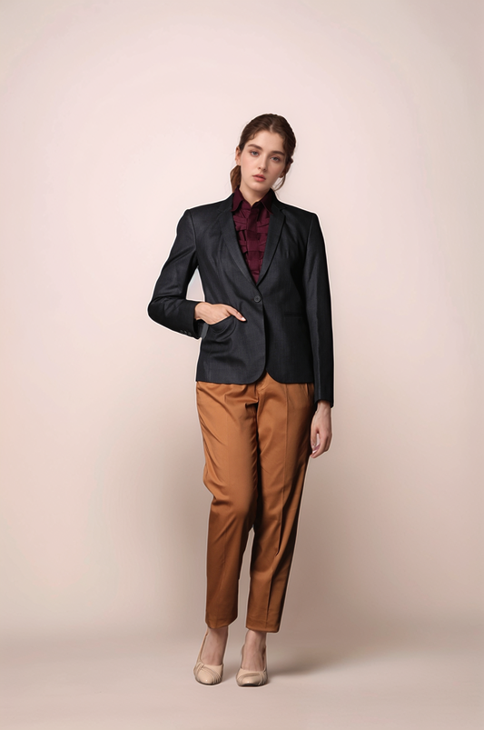 Tan Orange Pleated Trouser