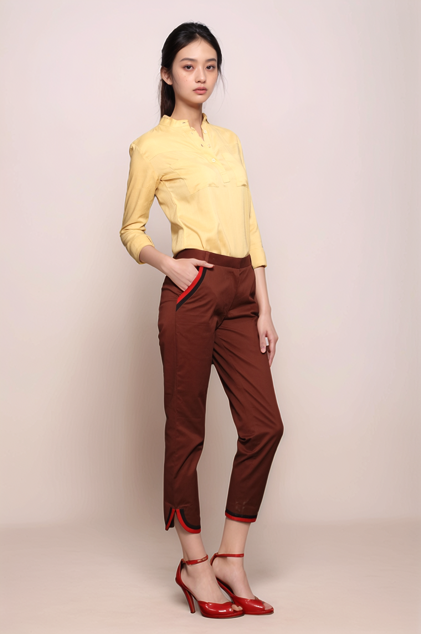 Beige Mandarin Shirt