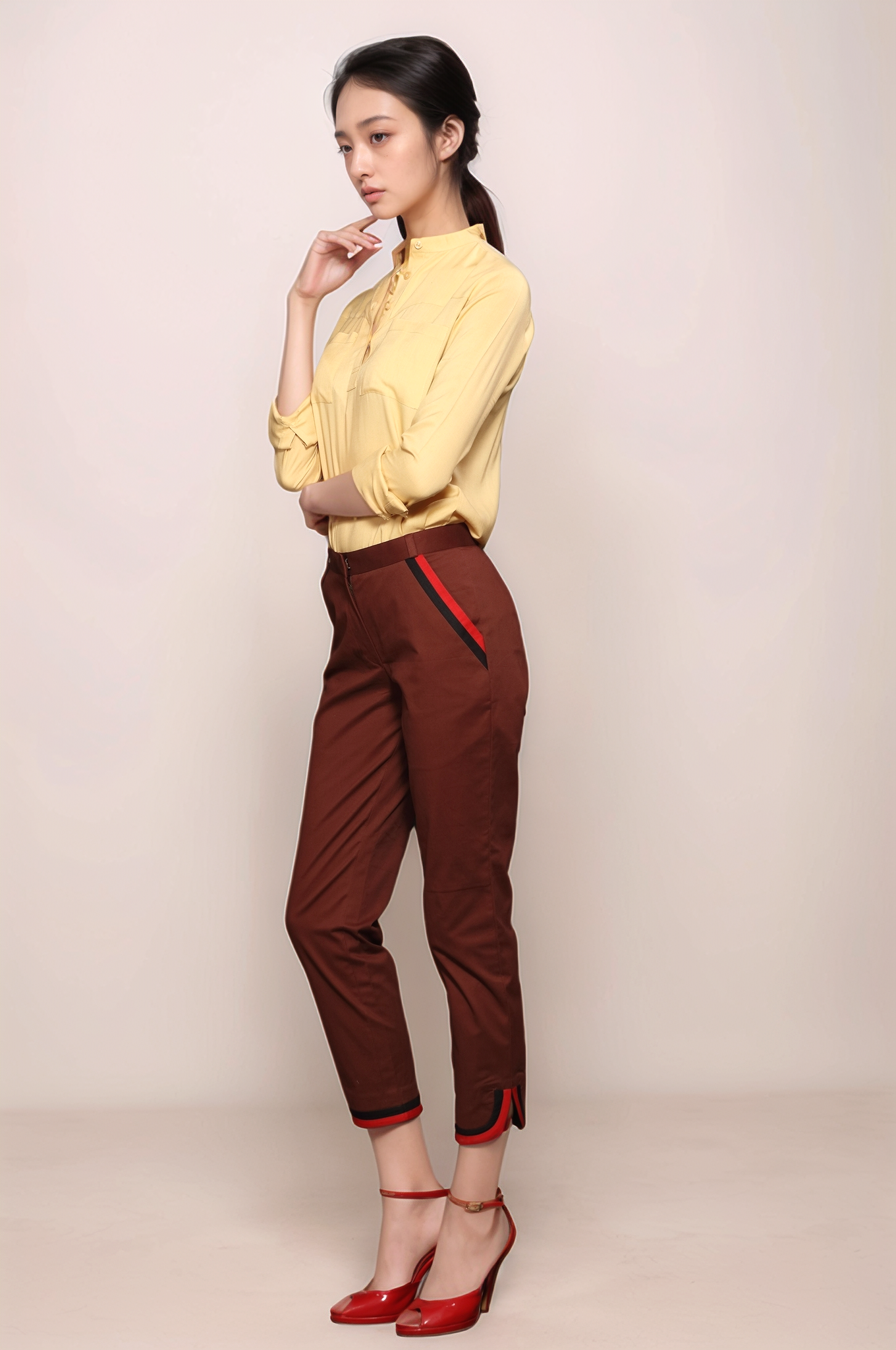 Beige Mandarin Shirt