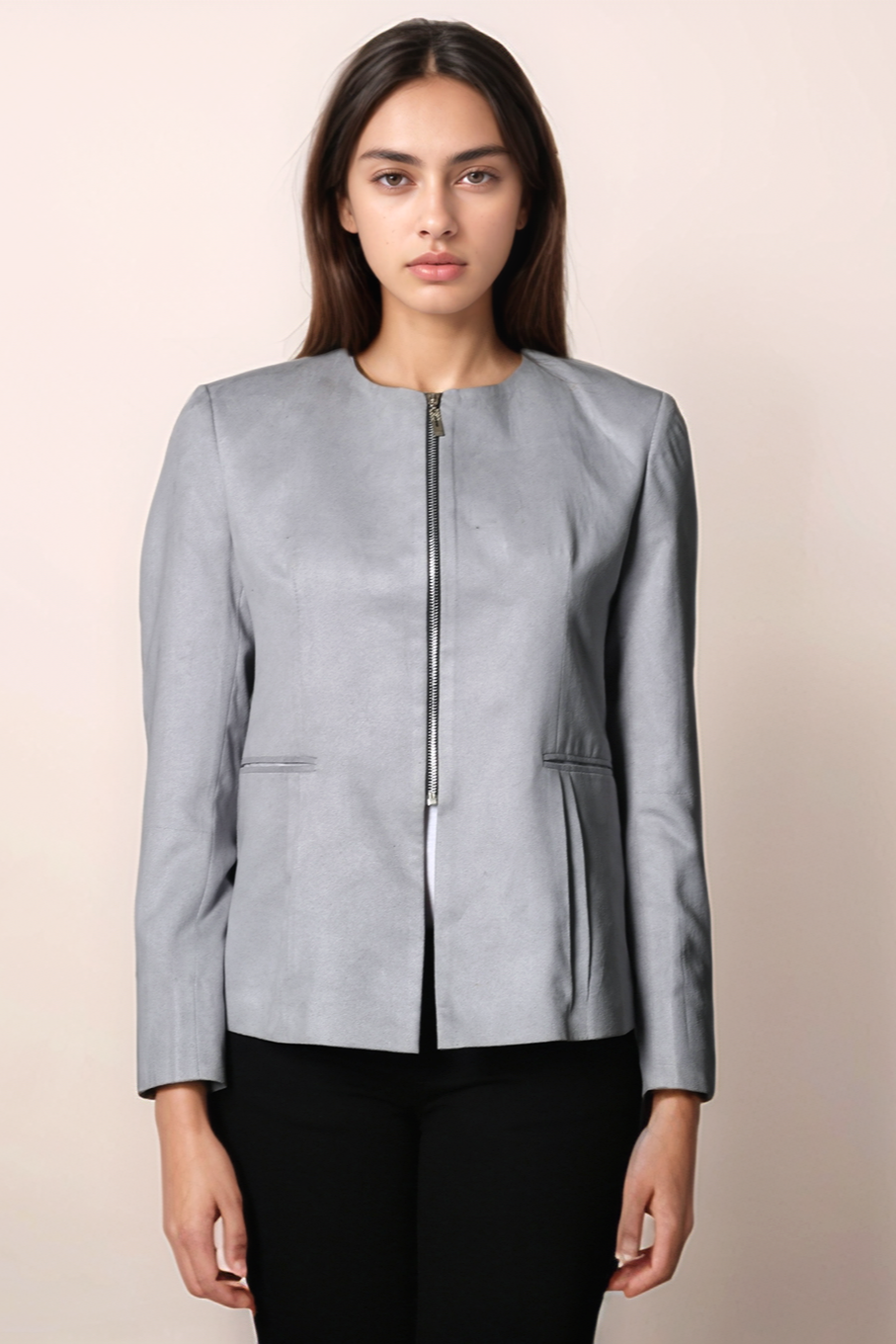 Grey Front Zip Jacket