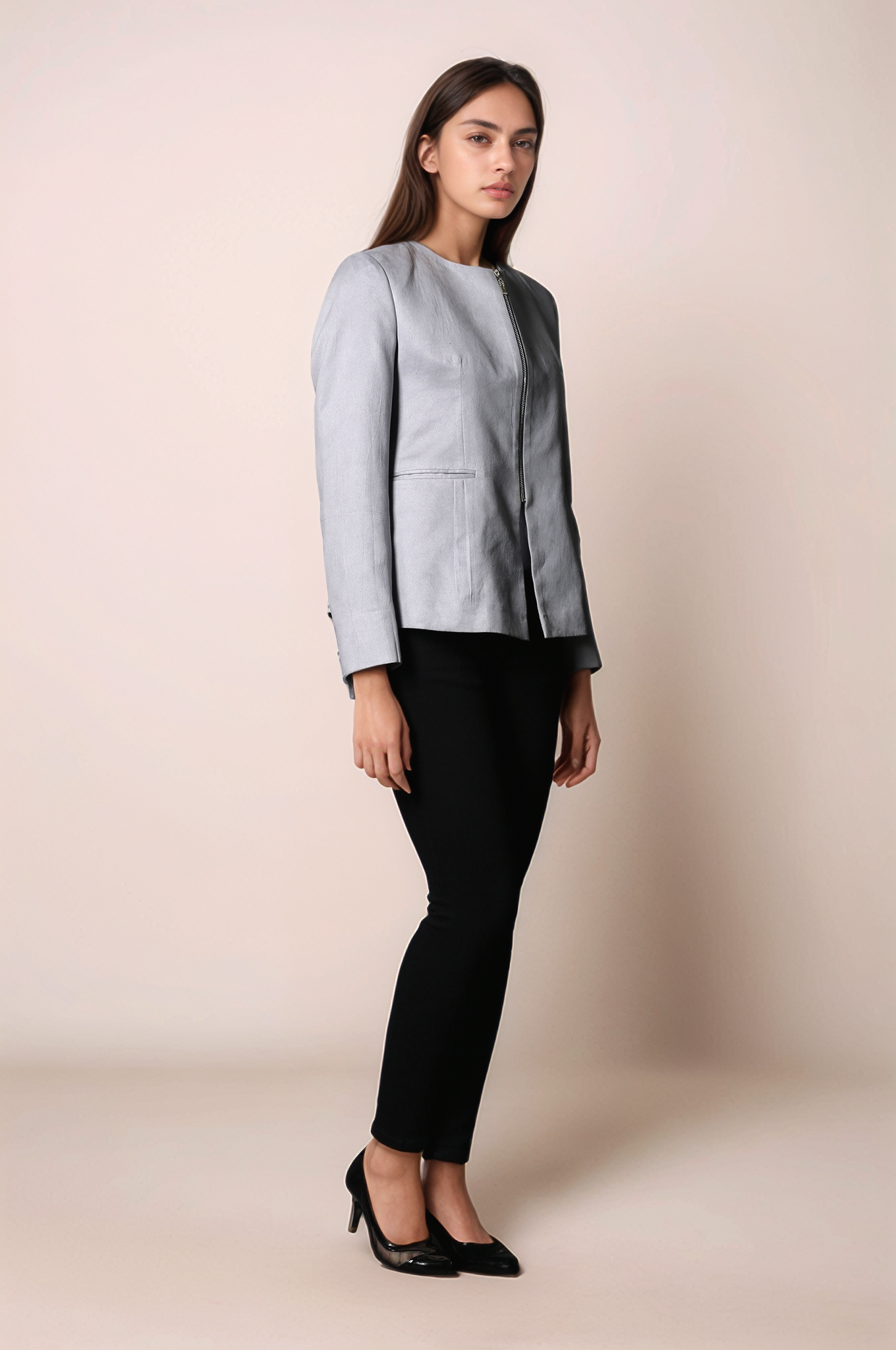 Grey Front Zip Jacket