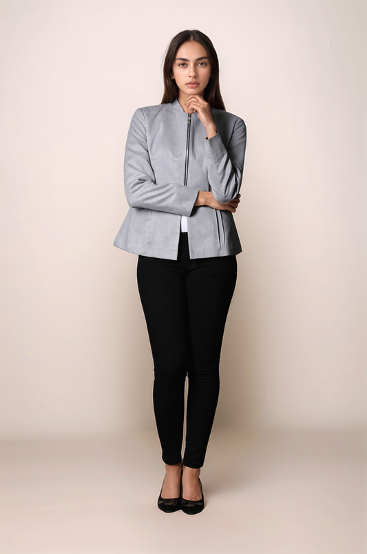 Grey Front Zip Jacket